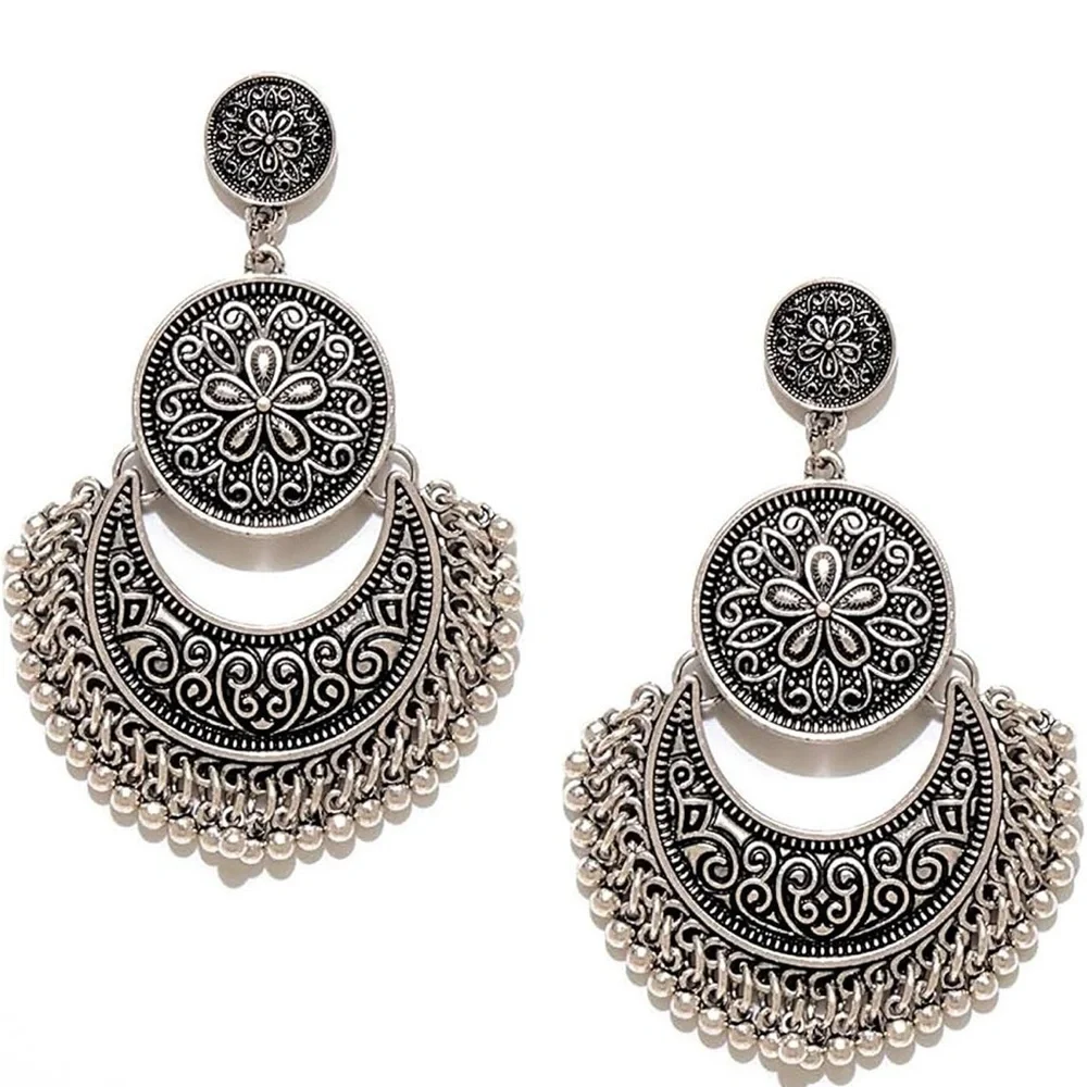 Intricate Silver Boho Earrings - Picture 1 of 5